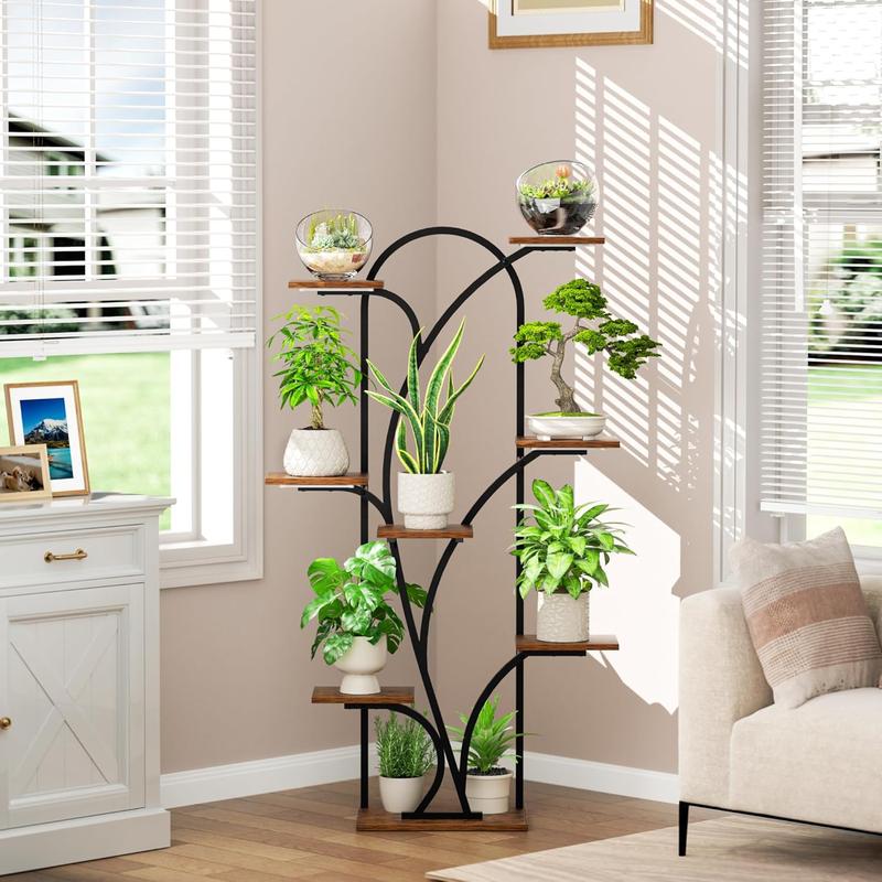 POZILAN Plant Stand Indoor with Grow Light, 55.6" Corner Plant Shelf Indoor, 8 Tiered Tall Plant Stands for Indoor Plants Display Rack Holder, Flower Stand for Balcony, Living Room