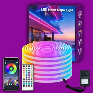Yocrostar LED Neon Rope Light for Wall Lining, DIY Scene Modes,Music Sync hronization, Waterproof Strip Lights with Smart App Control and Music Sync for Living Room, Bedroom, Wall Corners