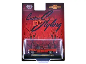 1973 CHEVROLET CHEYENNE SUPER 10 PICKUP RED W/FLAMES 1/64 DIECAST M2 31500-HS70