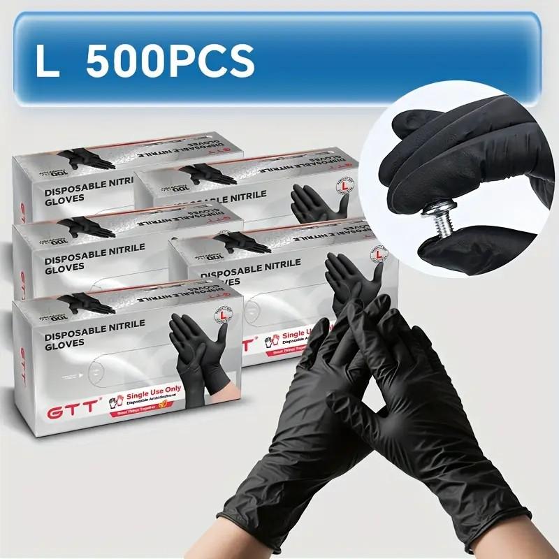 100/500/1000 Black Nitrile Exam Gloves 4 Mil, Powder-Free Disposable Gloves for Medical, First Aid,Cleaning Food Prep, Tattoo,Cooking