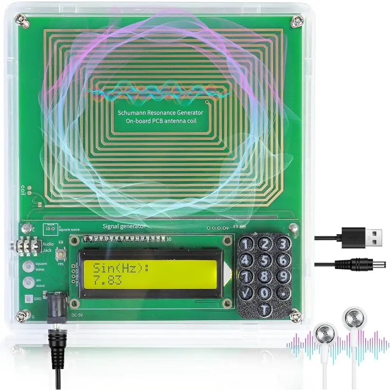 Upgraded 7.83 Hz Schumann Wave Generator Resonator - Geometric Cube Fengshui Ornament, Interactive Cube Fengshui Ornaments, Protected Large Keypad, Adjustable Frequency, Acrylic Casing, All Seasons Home Decor Box for Healing, Focus, Birthday Gift, Harmony