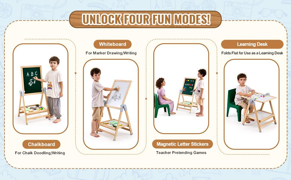 VEVOR 2-in-1 Kids Art Easel Double-Sided Wooden Magnetic Whiteboard Chalkboard, Christmas gift VEVOR 2-in-1 Kids Art Easel Double-Sided Wooden Magnetic Whiteboard Chalkboard, Christmas gift