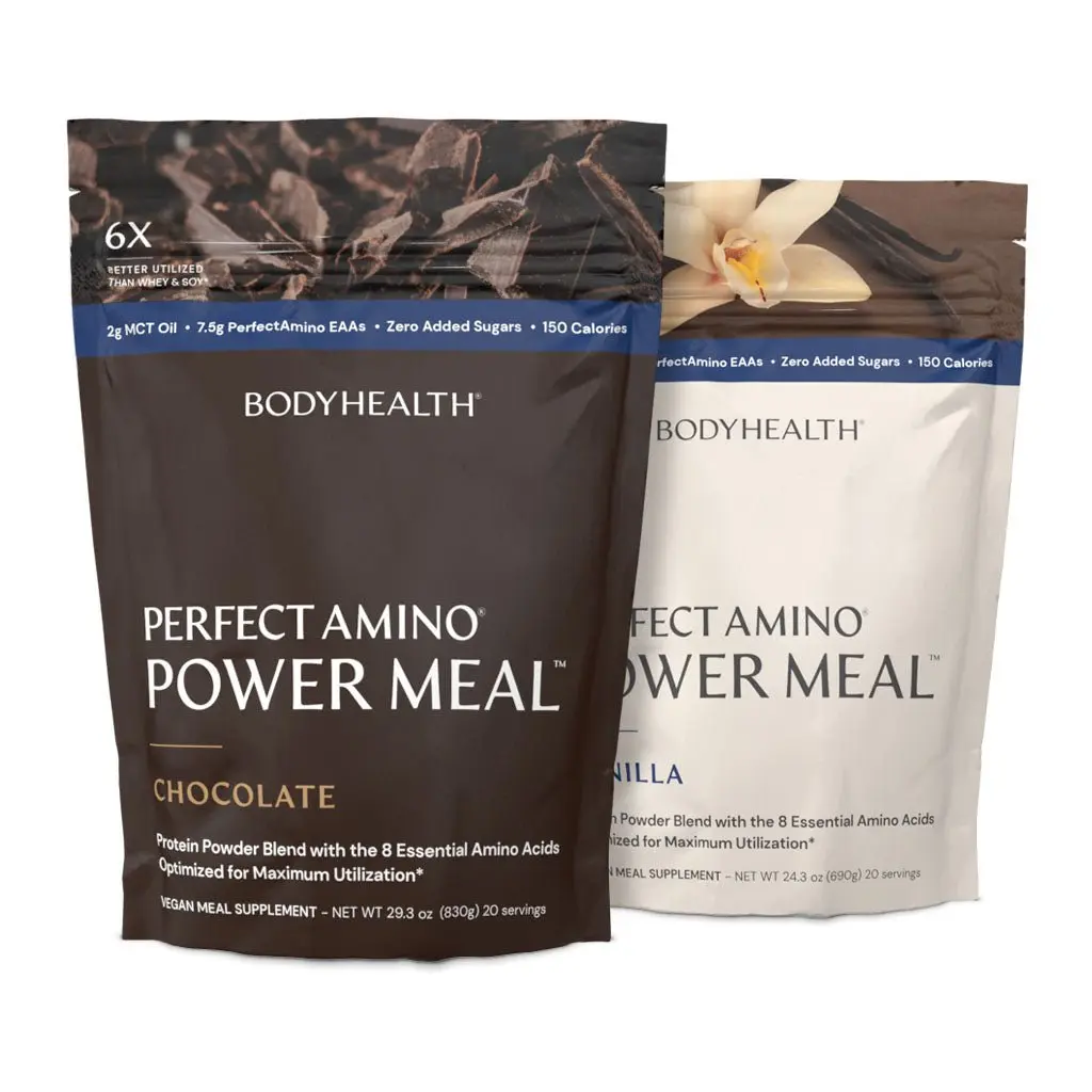 BODYHEALTH Perfect Amino Power Meal - High-Quality Protein Shake with MCTs, Superfoods, and Zero Added Sugars - Chocolate & Vanilla Flavors - Healthcare