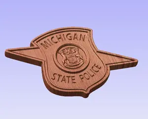 Michigan State Police Logo -  V Carved Wood Sign