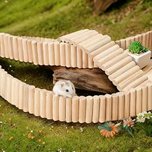 Solid wood hamster/gerbil climbing ladder, swing, arch bridge, fence, cage decoration, landscaping, hamster enclosure divider. Small Animal Wooden Chewing Toy Set