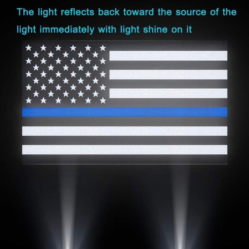 3pcs Reflective US Flag Stickers, Thin Blue Line American Flag Decal Car Laptop Bumer Sticker 5"x3" Vinyl, Support USA Police and Law Enforcement Officers