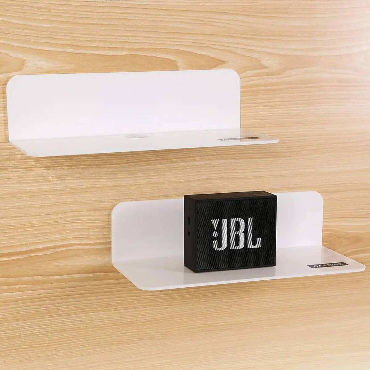 Ikea Floating Shelves Wall Mounted Set of 2 - Easily Expand Wall Space - Acrylic Hanging Shelves for Bedroom,  Office with Cable Clips Cream Decor
