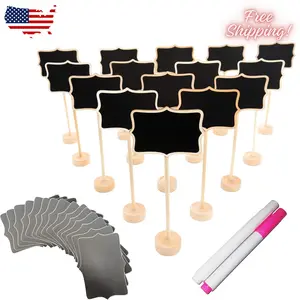 15 Pack Wood Mini Chalkboard Signs (Water-Based Chalk and Replacement Stickers Are Included) Small Rectangle