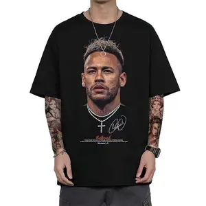 Neymar Inspired Brazil Soccer Graphic T Shirt, Streetwear Football Star Portrait Tee, Unisex Fan Style Sports Shirt Gift For Him