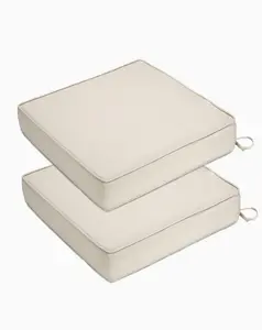 GARVEE Outdoor Chair Cushions 19x19x4 Inch, Waterproof Patio Seat Cushions for Outdoor Furniture, Garden Sofa Couch Chair Cushions with Ties, Set of 2, Khaki