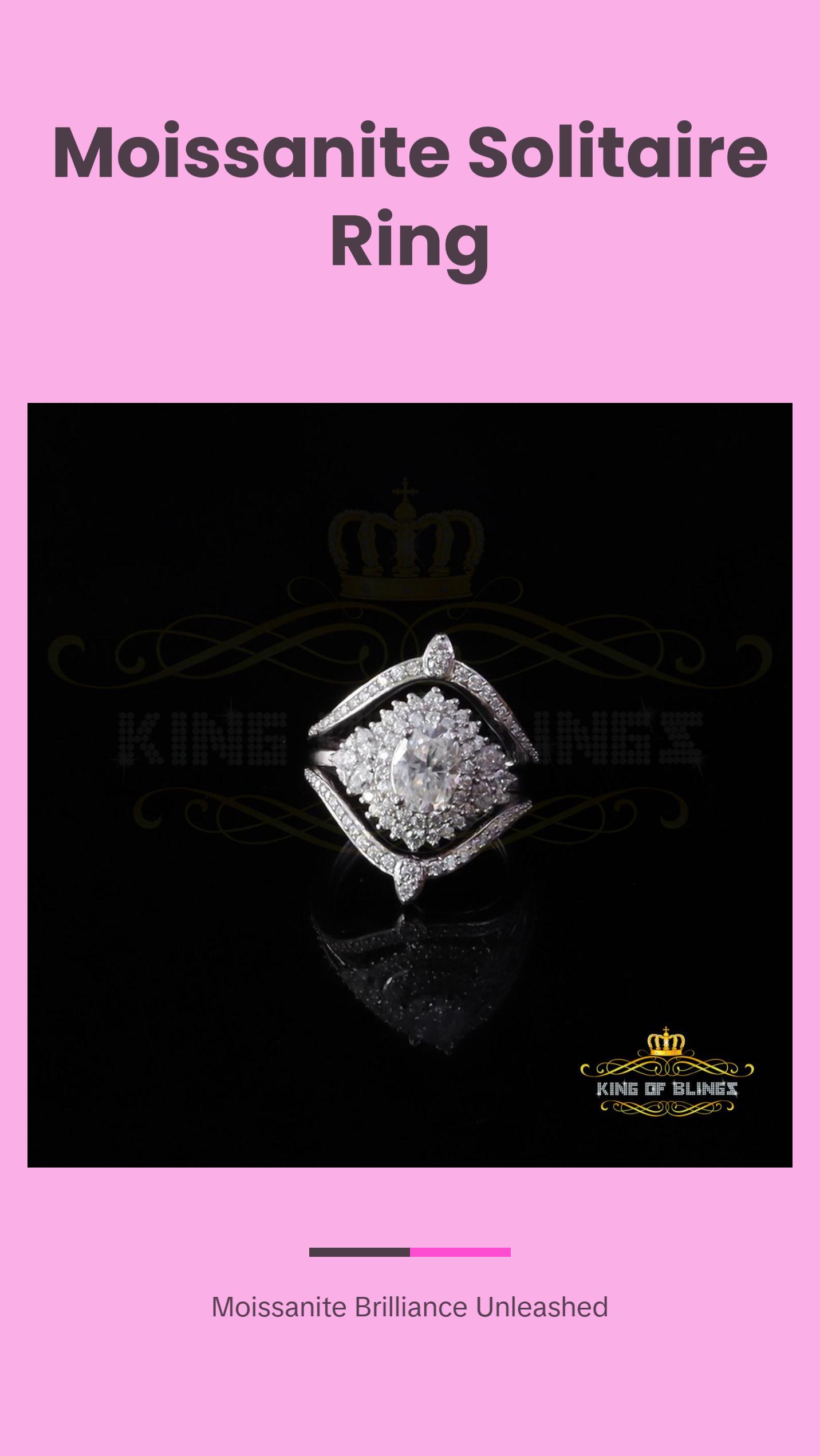 King Of Blings Solitaire Enhancer Guard Wrap Ring Insert SZ7 925 White Silver 3CT Moissanite