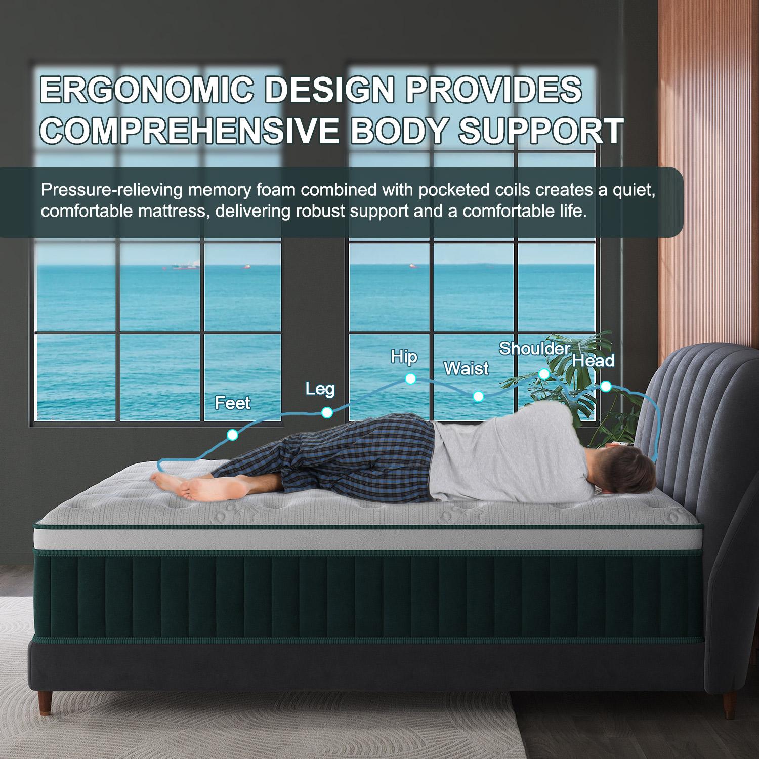 12"14" Gel Memory Foam Hybrid Pocket Spring Twin Full Queen King Mattress In A Box, Euro Top Medium Firm for Back & Lumbar Support, Individual Pocket Spring for Motion Isolation Pressure Relief 12"14" Gel Memory Foam Hybrid Pocket Spring Twin Full Queen King Mattress In A Box, Euro Top Medium Firm for Back & Lumbar Support, Individual Pocket Spring for Motion Isolation Pressure Relief