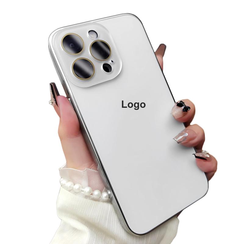 [Free!!Ship!] Luxury Glossy Electroplated Shockproof Case for iPhone 17 Pro Max 16 15 14 13 Camera Lens Protection Simple Soft Phone Bumper