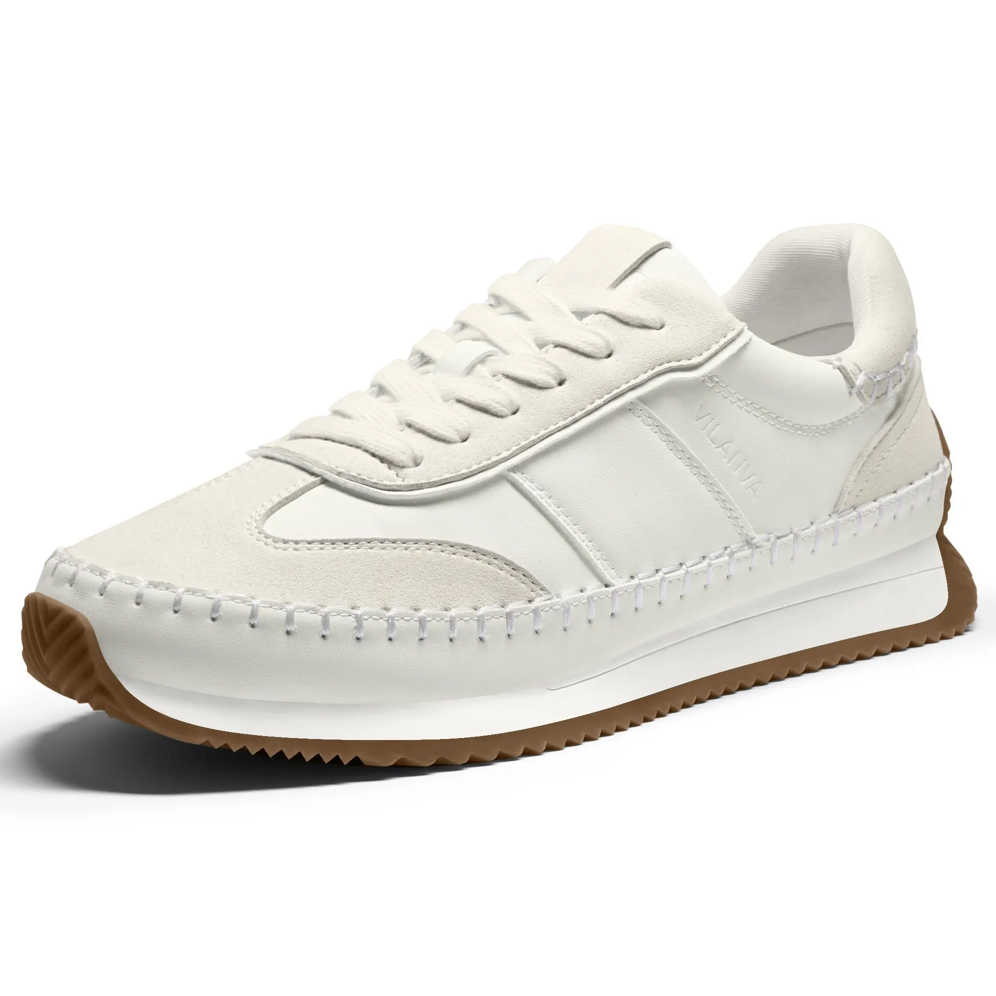 Vilanva Women's Retro Suede Neutral Sneakers, Lightweight Cushioned Walking Shoes with a Breathable Non-Slip Sole, Lightweight Breathable Sneakers