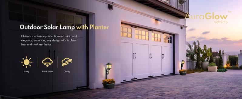 Hoodink 2 Pcs Solar Post Light With Planter, Room Decor For Easter Wedding Decorations, Black Post Light, 2 In 1 Outdoor Solar Post Light For Porch Front Door Patio Roadside Decoration Hoodink 2 Pcs Solar Post Light With Planter, Room Decor For Easter Wedding Decorations, Black Post Light, 2 In 1 Outdoor Solar Post Light For Porch Front Door Patio Roadside Decoration