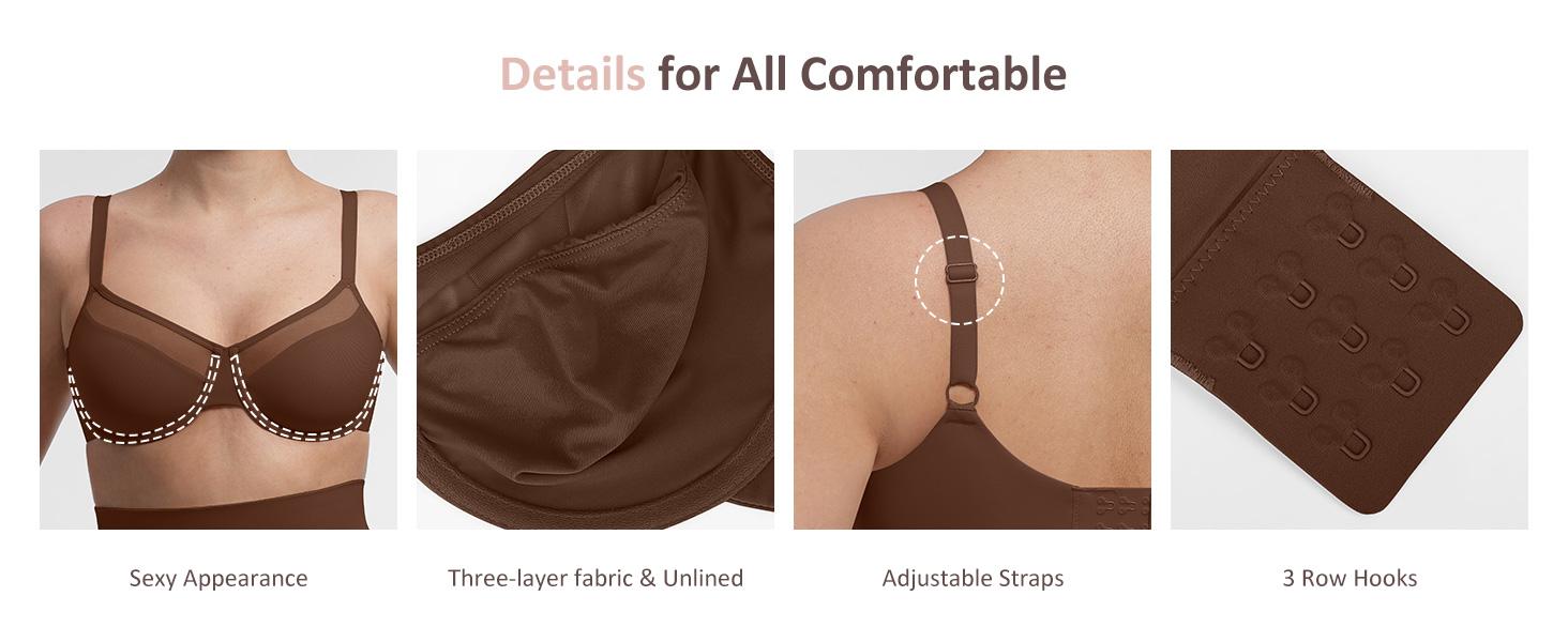 FeelinGirl Minimizer Bras for Women Comfort Underwire Balconette Bras  Deep U-Shaped Back Plus Size Full Cup Coverage No Padded Everyday Bras dealsforyoudays