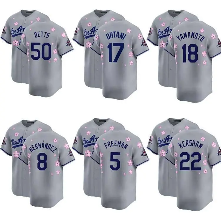 Shohei Ohtani #17 Cherry Blossom Gray Baseball, Jersey Hip Hop Japan Baseball, Gray Stitched S~5XL, Top Training Shirt Quick Dry Mesh Polyester Classic Jersey