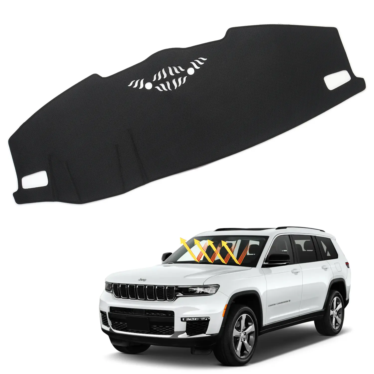 Canvcle Dashboard Cover for Jeep Grand Cherokee L 2021-2025 Non-Slip Dash Mat with UV Ray Protection Anti-Slip Silicone Precision Fit