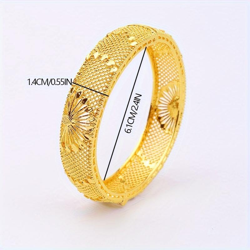24K Elegant Gold Plated Open Bangle Bracelet Set,Classic Vintage Style,Jewellery Accessories,Perfect for Daily Wear,Special Occasions,All Season Fashion Jewelry bracelet stack bracelets for women,valentines gifts for gf