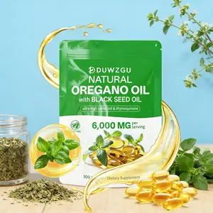 DUWZGU Oregano Oil with Black Seed Oil, 165/300 Softgel, 4X Strength Carvacrol & Thymoquinone | Plant Based, Non-GMO