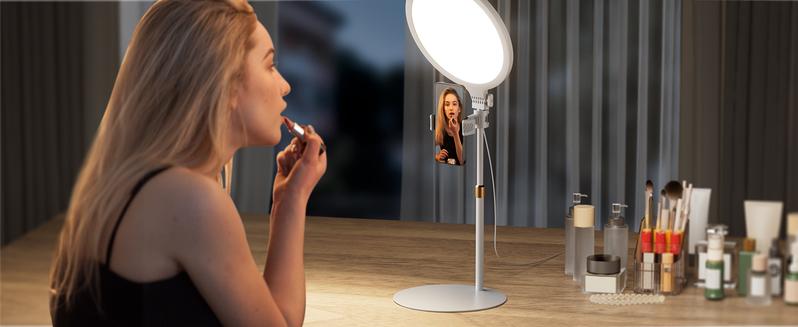 (Valentine's Deal) Weilisi Desk Ring Light with Stand - 10.5'' Desktop Ring Light with Phone Holder for Video Recording, Adjustable Desk Lighting for Webcam, Meetings, Live Stream, Home Office