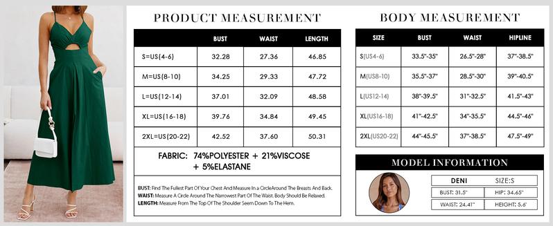 BTFBM Women's 2026 Summer Sleeveless Spaghetti Strap Maxi Dress V-Neck Cutout Slit Beach Party Dress with Pockets