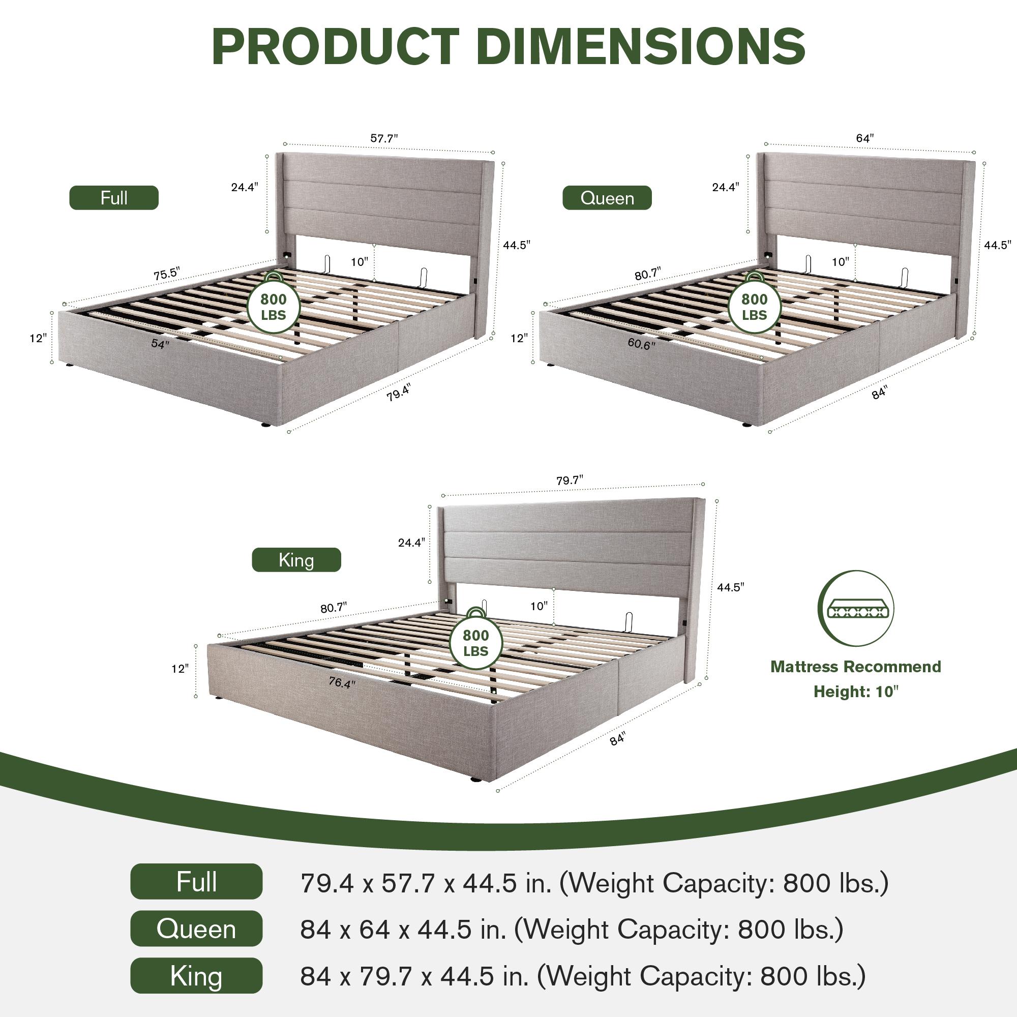 MUTICOR Velvet Upholstered Lift-Up Storage Bed Frame,Gas Lift Platform Base with Large Storage, No Box Spring Needed，Full/King/Queen Size Bed Frame. #TikTokShopBlackFriday #ChristmasGifts