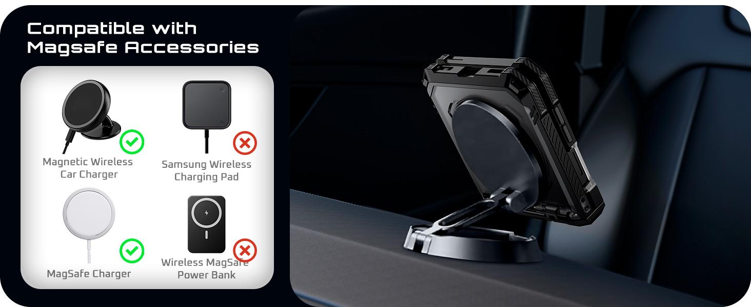 SUPCASE for Samsung Galaxy Z Flip 7 Case with Stand & Front Screen Protector (Unicorn Beetle Grip), [Support MagSafe] [Hinge Protection] Full Body Military-Grade Translucent Back Phone Cover, Black magnetic wireless