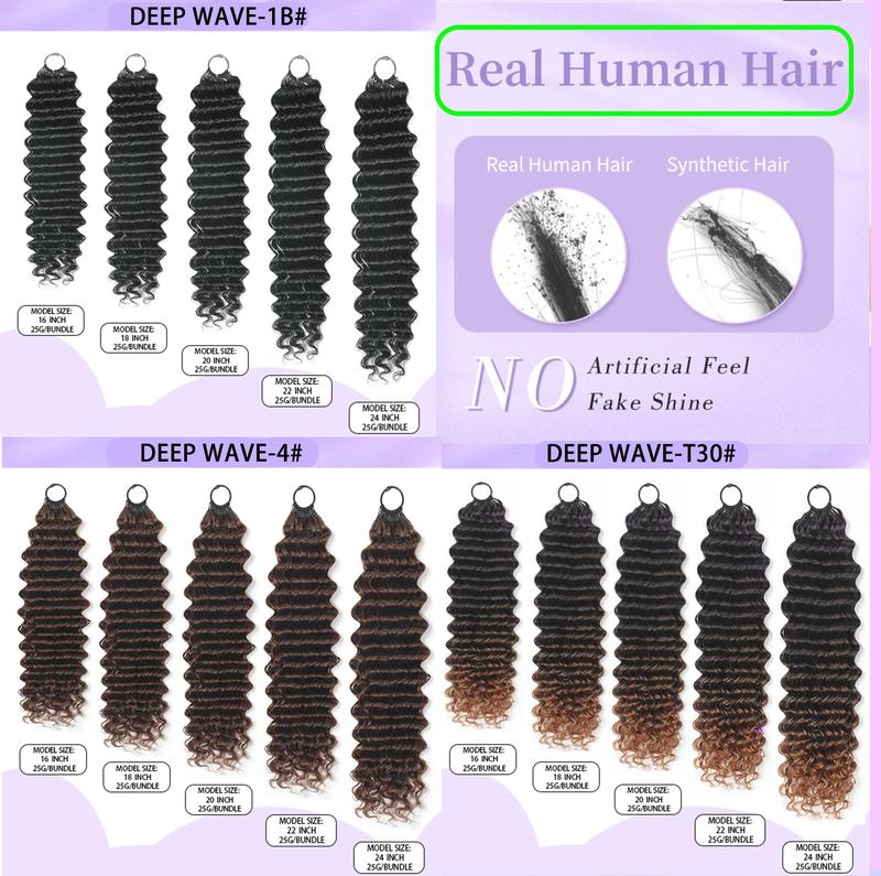 New 2026 ElNbeauty Jerry Curly Feather Crochet HumanHair Bundles, Lightweight Pre-Separated Super InvisiblyKnot and Durable Reusable Natural Black 100% HumanHair 16-24inches Optional
