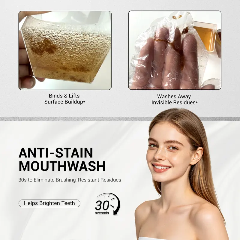 CEELIKE Stain-Removing Whitening Mouthwash - Oral Care for Bright Smile, Breath Freshening, Essential Oils Infused, Unscented Oral Rinse, 237ml, Mouthwash Cleanser, Bad Breath Killer