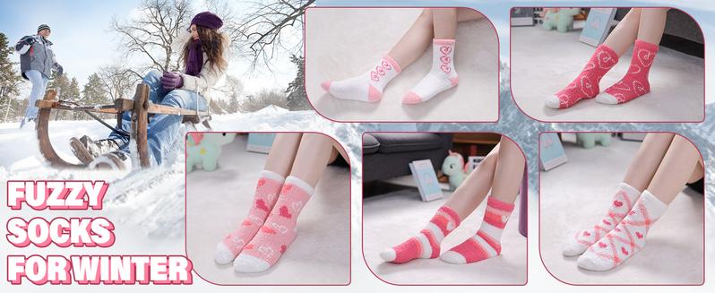 Fuzzy Socks for Women Soft Fluffy Home Sleeping Socks Cozy Warm Slipper Socks 6 or 5 Pairs Comfortable Material Ideal for Chilly Evenings