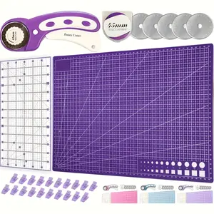 28pcs All-in-One Rotary Cutter Set for Sewing & Quilting - 45mm Fabric Cutter, A3 Self-Healing Mat, Acrylic Ruler & 20 Craft Clips - Essential Crafting Kit for Beginners & Pros