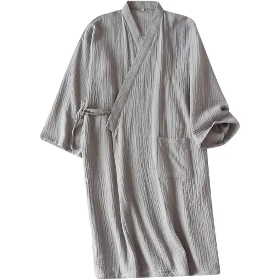 SIQITECHNO Women's Plain Cotton Kimono Robe - Japanese Yukata for Spa, Sauna, Loungewear & Sleepwear