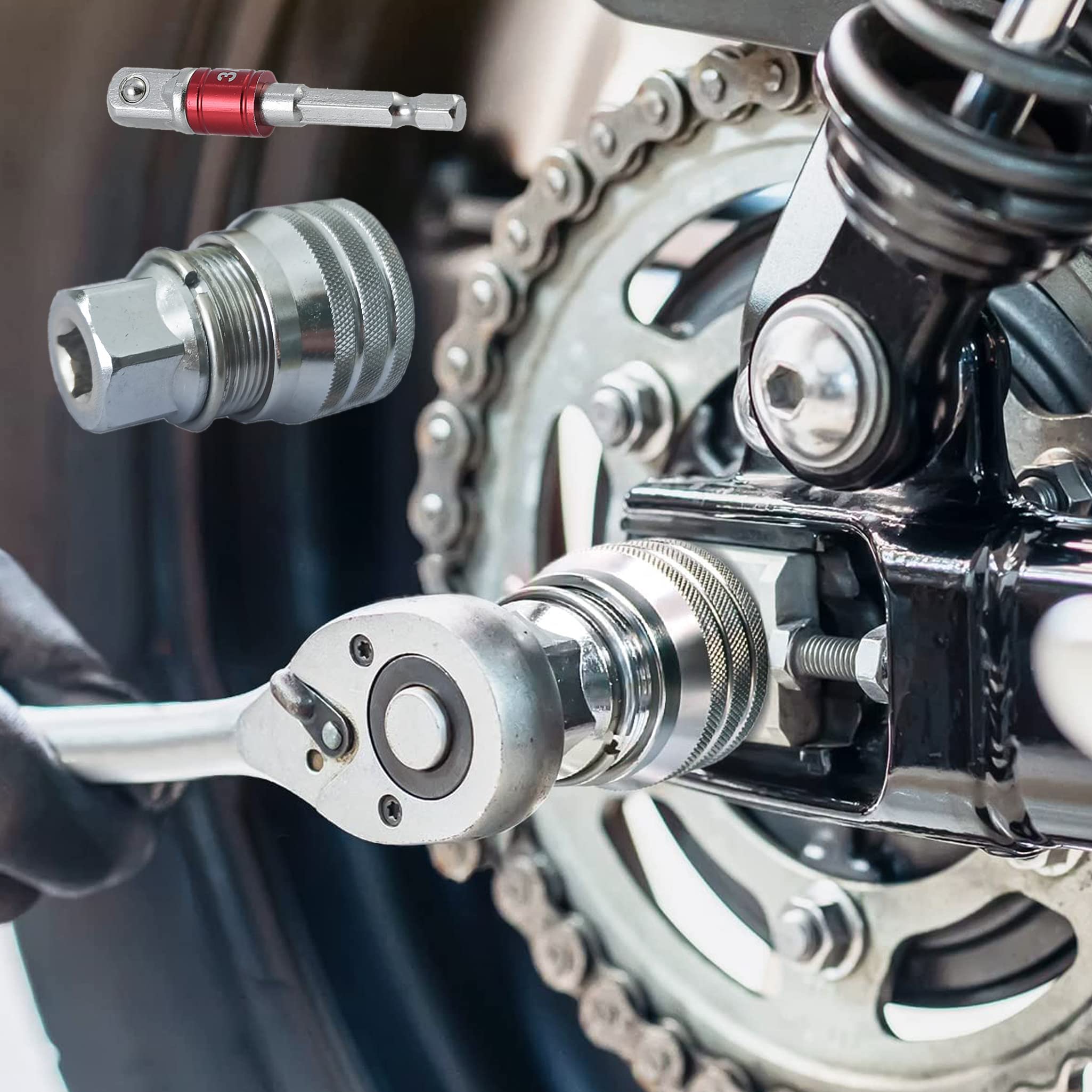 Adjustable Universal Socket Wrench, Manual Socket Wrench, Multifunctional Sleeve, 10mm-19mm Universal Sockets Tools for 3/8" Drive Ratchet Torque Wrench and Power Drill