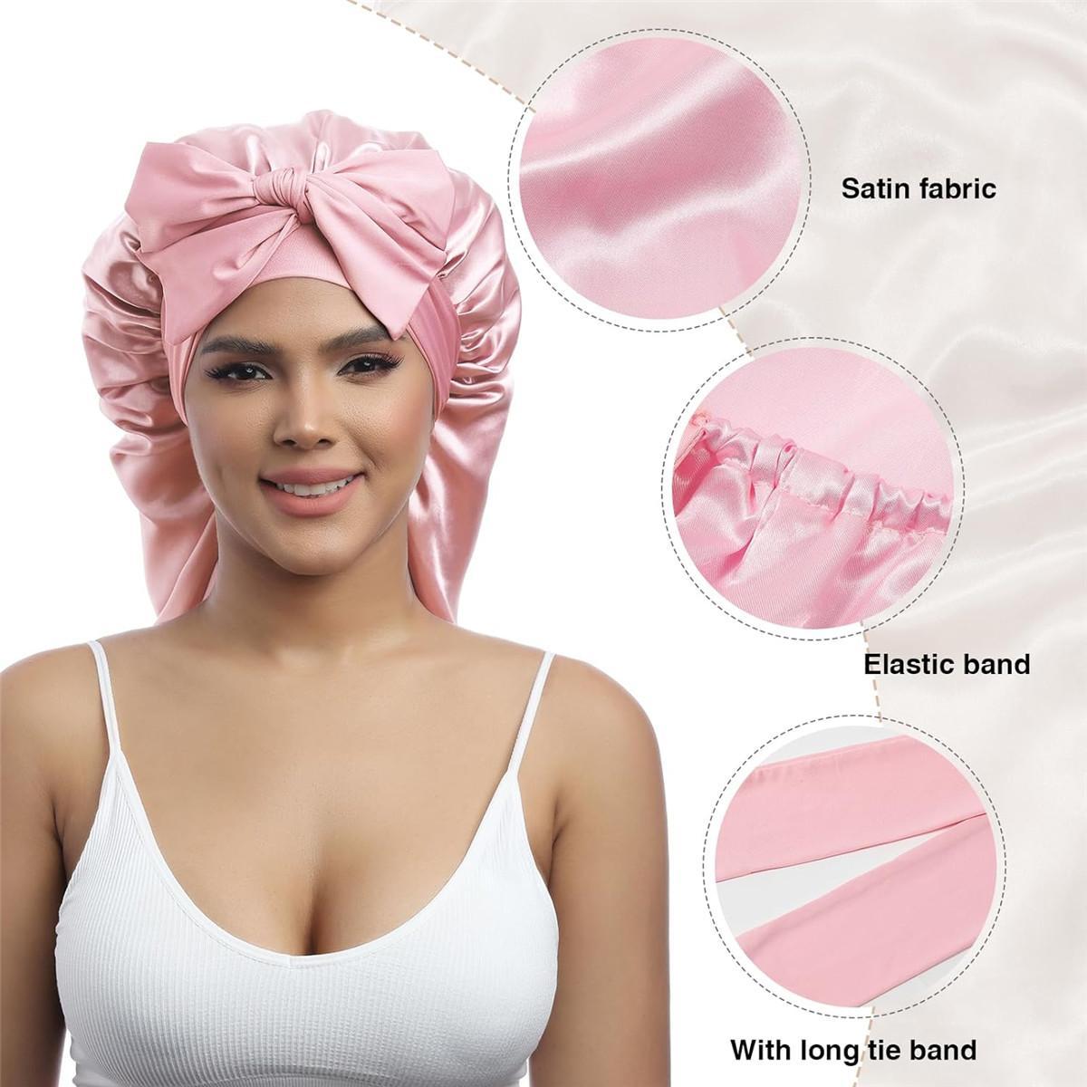 Single-Layer Summer Cool Style Solid Color Long Satin Bonnet Sleep Cap Adjustable Care Nightcap for Women Braids Curly Hair Natural Hair Wrap for Sleeping Cap with Tie Band Elastic Hair Care Bonnet Single-Layer Summer Cool Style Solid Color Long Satin Bonnet Sleep Cap Adjustable Care Nightcap for Women Braids Curly Hair Natural Hair Wrap for Sleeping Cap with Tie Band Elastic Hair Care Bonnet