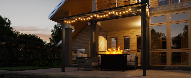 Walsunny Gazebo for Patio,  8/10' x 10' Large Shed Wall-Mounted Lean to Gazebo Pergola with Roof, Hard Top Heavy Duty Awnings for Backyard, Deck，Black