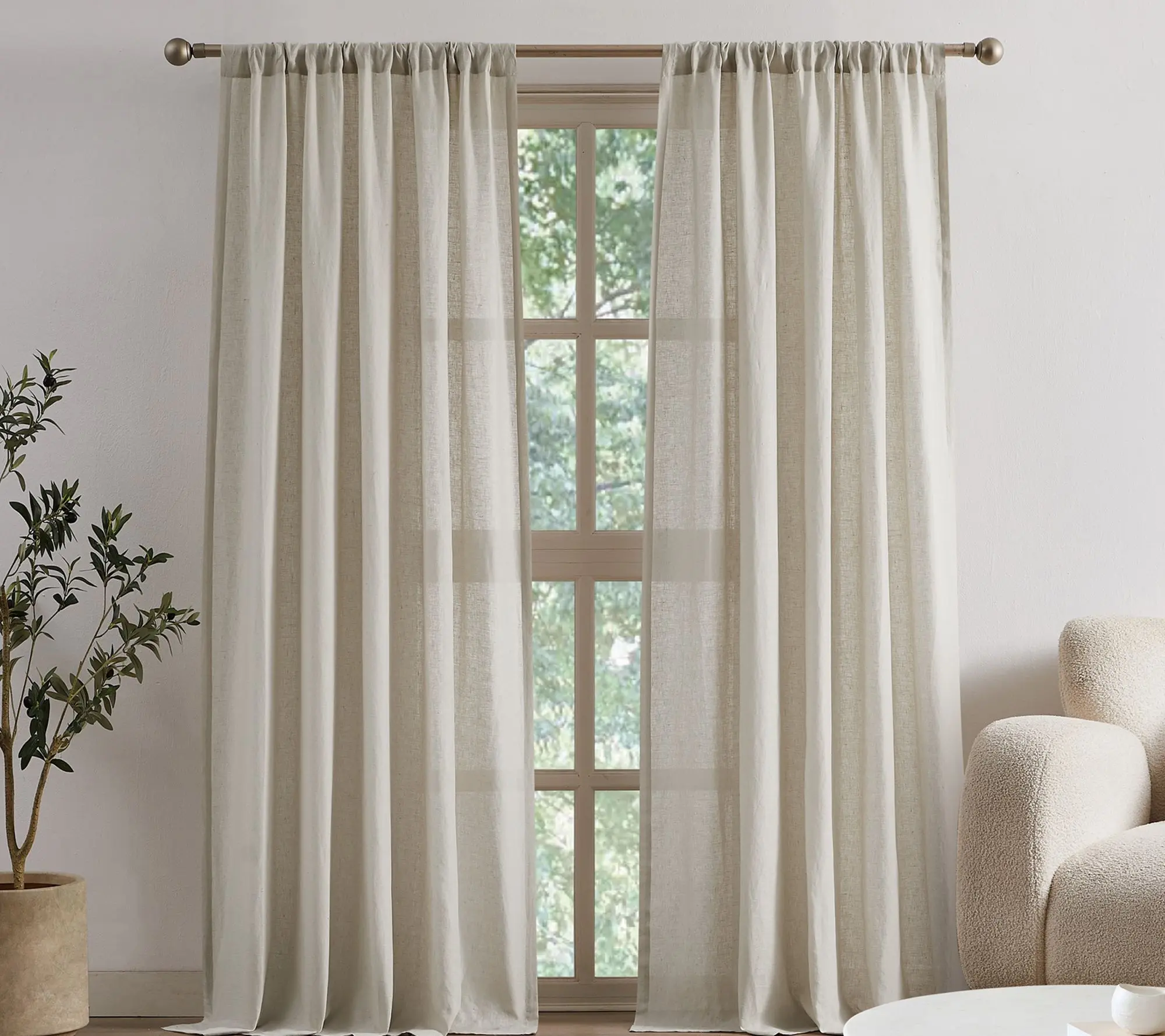 Brooklyn Loom Flax Linen 50x108 Window Curtain