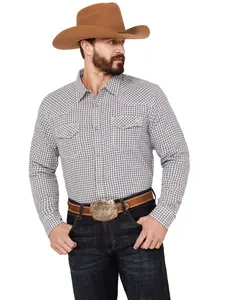 Blue Ranchwear Men's Rawlins Plaid Print Long Sleeve Western Pearl Snap Shirt - Brsu23w45-Blu