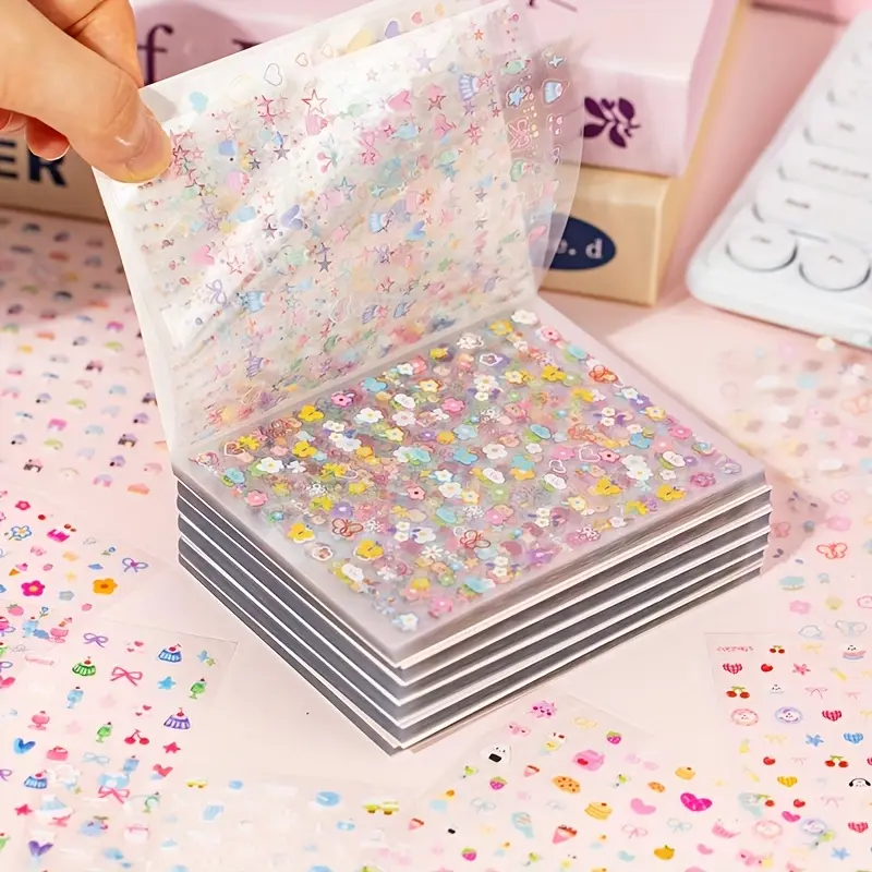 Waterproof PET Sticker Book, 32-Page Mini Office Stationery for Journaling & Scrapbooking