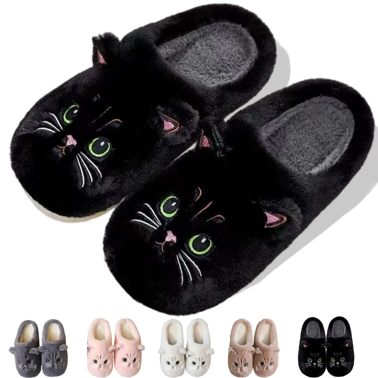 Women and Men Plush animal slippers Sock Slides Shoes, soft and comfortable slippers, women's home slippers, bedroom cat girl plush slippers