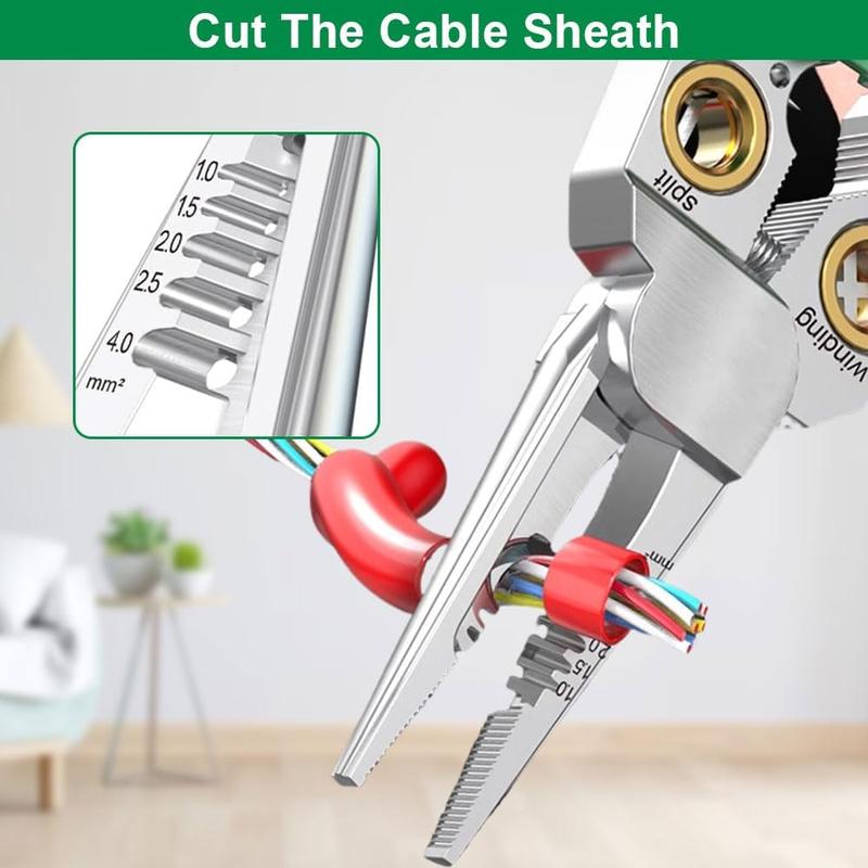 8 in 1 Wire Stripper with Voltage Tester, 2025 Upgrade Multi-function Stripping Tool for Cutting and Pulling Pliers, Electrician Repair Tool