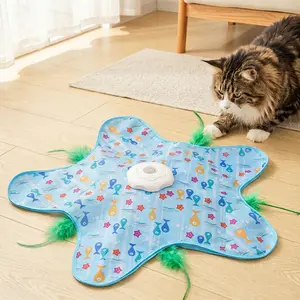 Interactive Hide-and-Seek Cat Toy Mat - Electronic Peek-a-Boo Pet Toy with 360° Random Movement (Type-C Rechargeable)Self-Playing Puzzle Play Mat with Moving Feather for Indoor Cats – USB Charging, Eco-Friendly & Convenient