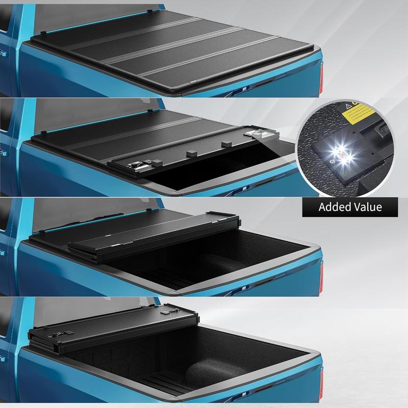 YITAMOTOR Quad Fold Hard Truck Bed Tonneau Cover for Ford F150 F-150 2015-2025 5.5ft Bed Black Added Value Design