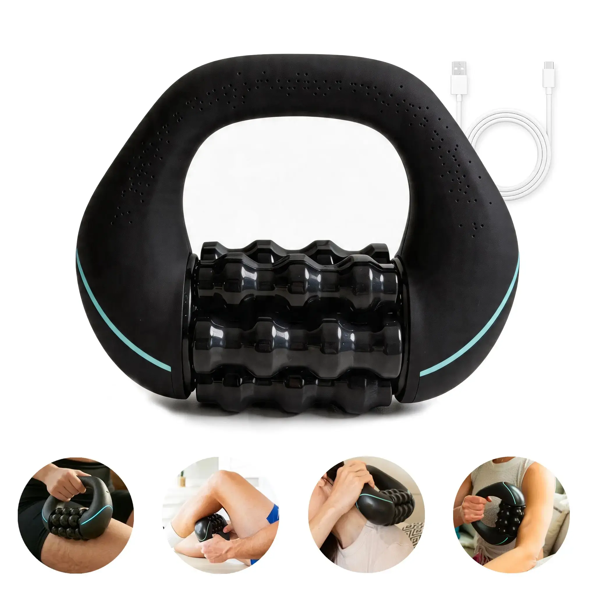Electric Handheld Rolling Massager, Lymphatic Drainage Roller, Cordless Electric Body Massager with 3-Speed, USB Rechargeable Electric Roller, Personal Care Tool for Back, Shoulder, Legs, Muscle Massagers, Mother's Day Gift