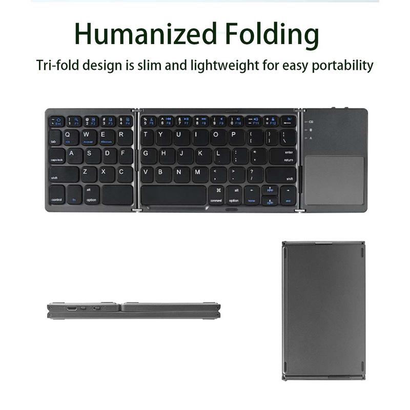 【B033 Bluetooth Foldable Keyboard】Ultra Light Compact Triple Folding with Touch Bar Ergonomic Multi-system Compatible All Anbernic Game Console / PC / Laptop / IPad / Cellphone ( Windows / iOS / Android / Mac )