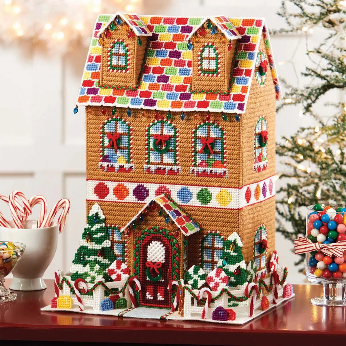 Herrschners  Candy Lane Gingerbread House Plastic Canvas Kit