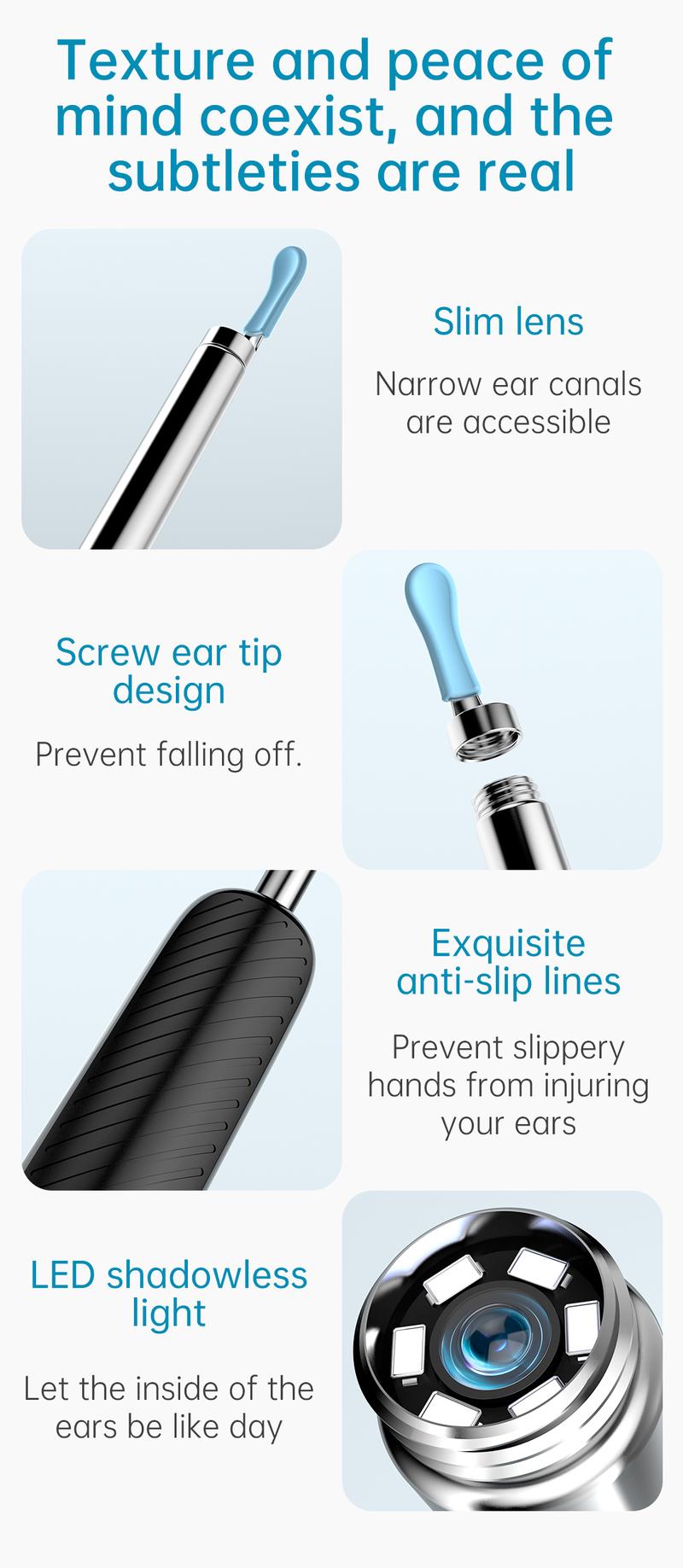 Wax Removal Kit Ear Cleaner with Camera Ear Scope Tweezers Visual Otoscope for Ear Nose Throat Examination Tool Family Use