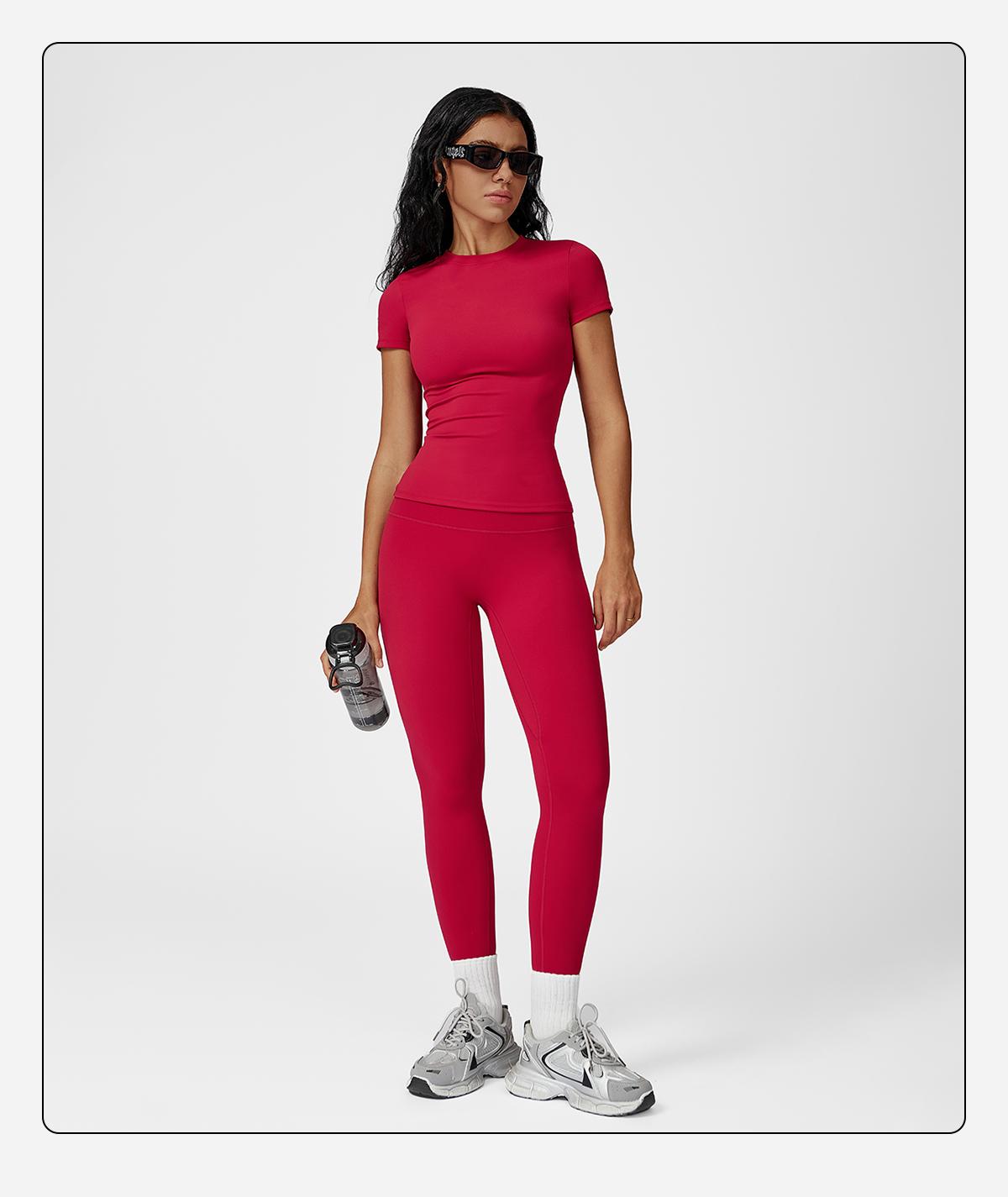 Women’s Solid Color Top & High Waist Leggings Sports Set by MFVIM - Casual, Comfortable, Breathable Two-Piece for Yoga, Gym, Workouts, Running, Ladies’ Gym Sportswear for All Seasons, Yoga Clothing Set,back to school,back to school haul