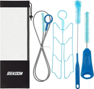 Feekoon Reservoirs Backpack Accessories Hydration Bladder Cleaning Kit with Flexible Long Brush for Hose, Small Bite Valve and Big Brush, Drying Collapsible Bladder Frame, Carrying Pouch