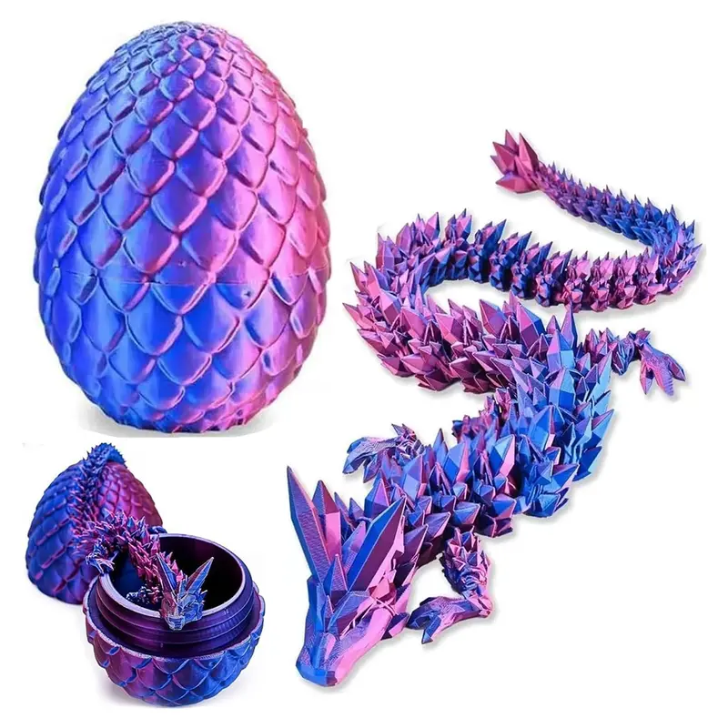 1pcs 3D Printed Dragon Egg with Dragon Inside, Mystery Crystal Dragon Egg for Easter Basket Stuffers, Easter Basket Essentials, Home Office Desktop Decor for Easter, Valentine's Day and New Year